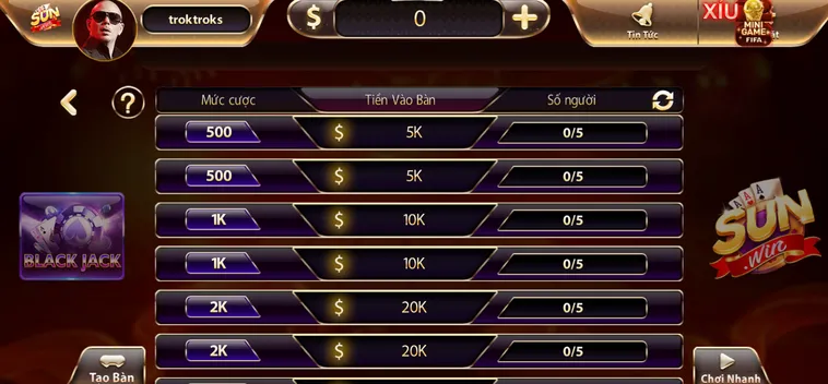 Hướng Dẫn Cách Chơi Blackjack Tại SunWin Luôn Thắng Nhà Cái